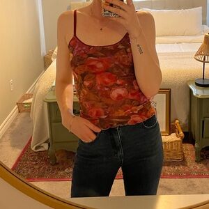 Floral 90s Tank with Beautiful Lace Trim 🌹 Size S